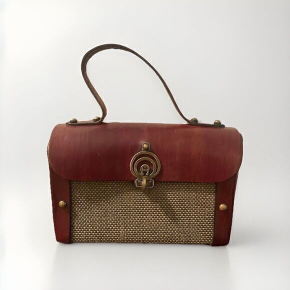 Etienne Aigner Handbags - VTG ETIENNE‎ AIGNER Handmade Purse Oxblood Tweed Leather Satchel Top Handle